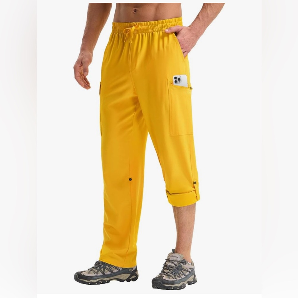 NWT BALEAF Hiking Pants Cargo Capri Roll Up Capri Sz L Starfruit